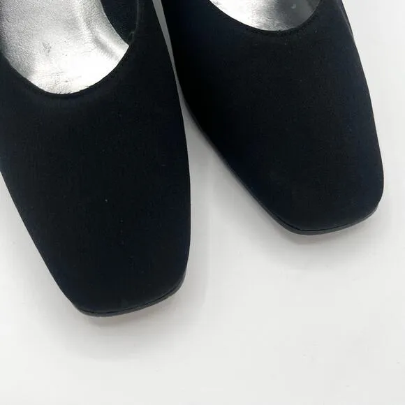Stuart Weitzman Vtg Fabric Pumps 90’s Block Heels Y2K Classic Old Money Sz 8