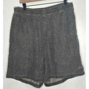 Stussy Boxy Linen Short 7” inseam Brownish Gray Drawstring