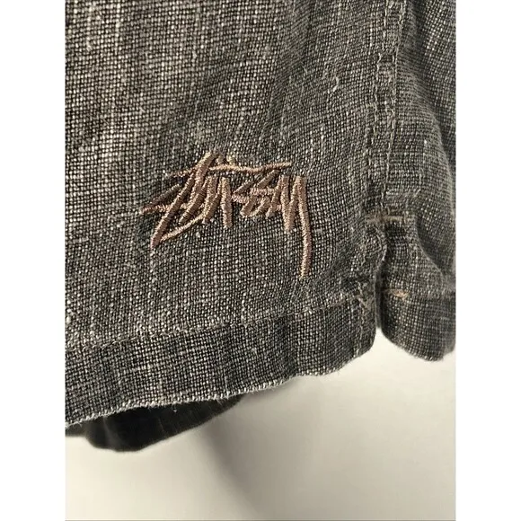 Stussy Boxy Linen Short 7” inseam Brownish Gray Drawstring