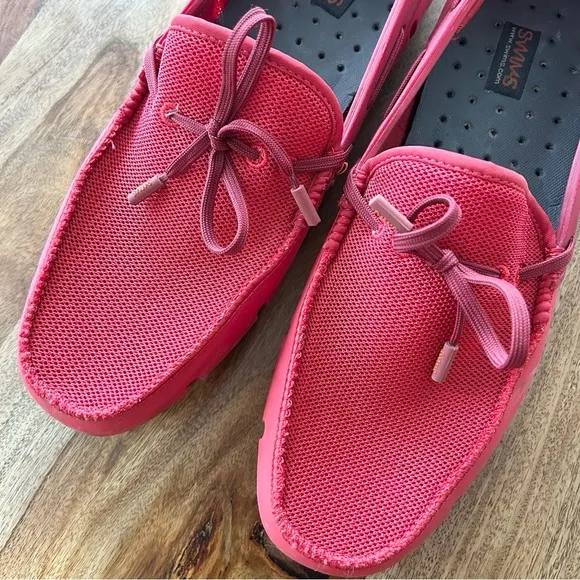 Swims men’s braided lace luxe loafer driver red waterproof boat shoes