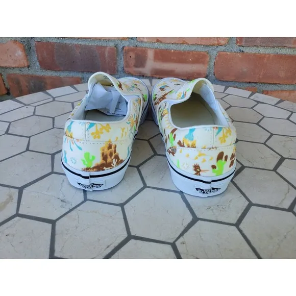 Sz 13 Vans Men Get Outdoors Trippy Desert Canvas Slip On Shoes Cream Sail White