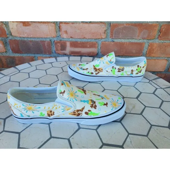 Sz 13 Vans Men Get Outdoors Trippy Desert Canvas Slip On Shoes Cream Sail White