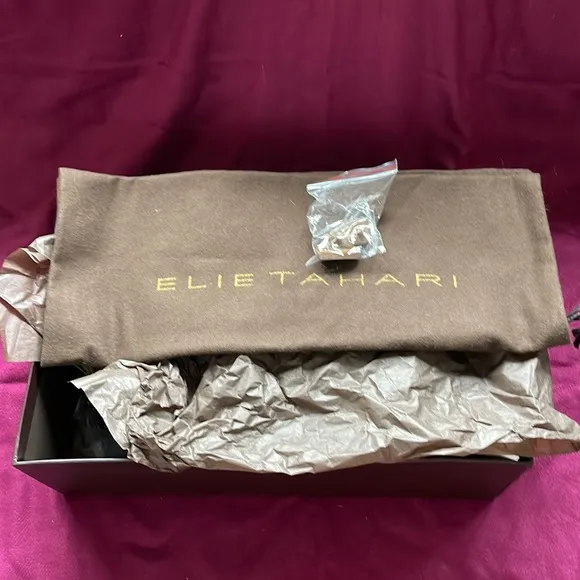 Tahari Gorgeous Black Suede Leather Meredith Wedge Sandals.  Size 8. New in Box!