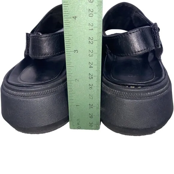 Tamaris black leather platform chunky adjustable slingbacsandal shoes women’s 39