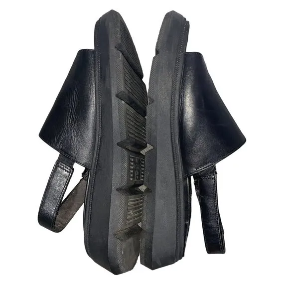 Tamaris black leather platform chunky adjustable slingbacsandal shoes women’s 39