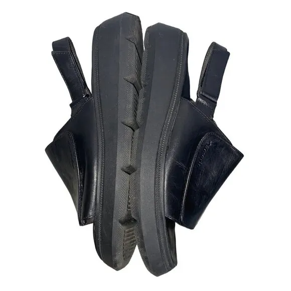 Tamaris black leather platform chunky adjustable slingbacsandal shoes women’s 39
