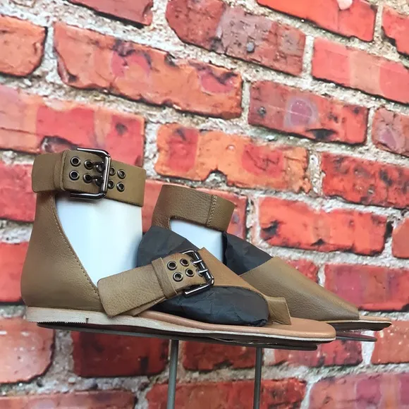 Tan Leather Free People Marco Boot Sandals in Sandstone