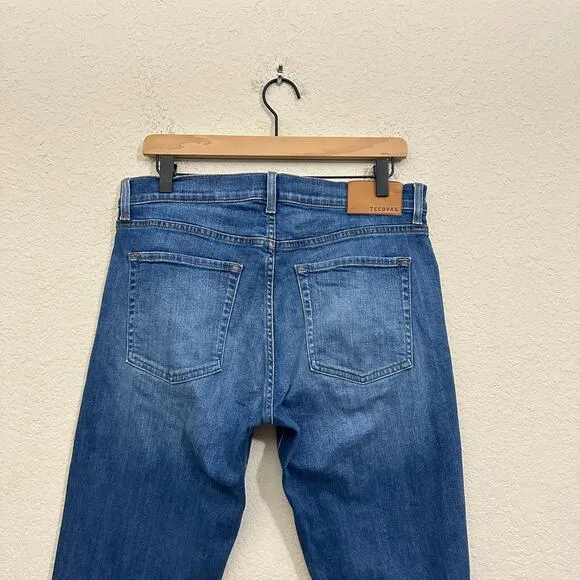 TECOVAS Slim Jeans Medium Blue Denim Straight Leg Stretch Western