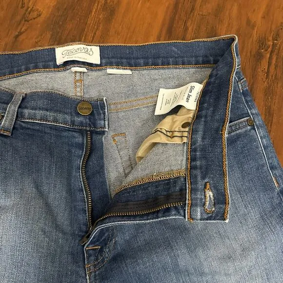 TECOVAS Slim Jeans Medium Blue Denim Straight Leg Stretch Western