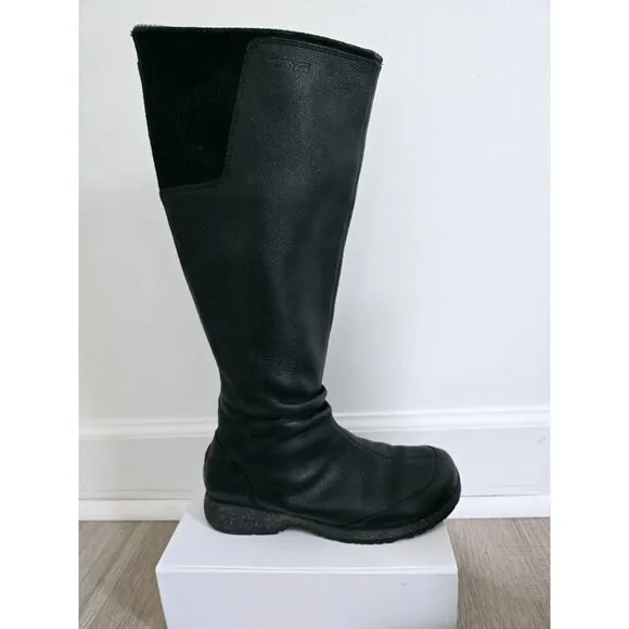 Teva Afton Black Leather Tall Waterproof Womens Riding Boots Shoes Size 6.5
