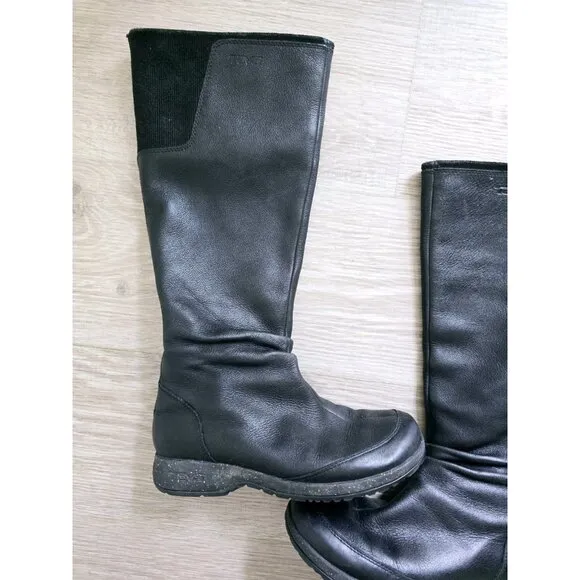Teva Afton Black Leather Tall Waterproof Womens Riding Boots Shoes Size 6.5