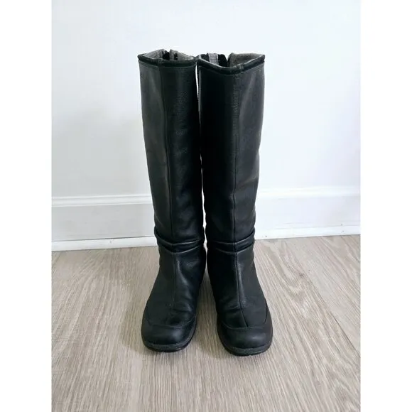 Teva Afton Black Leather Tall Waterproof Womens Riding Boots Shoes Size 6.5