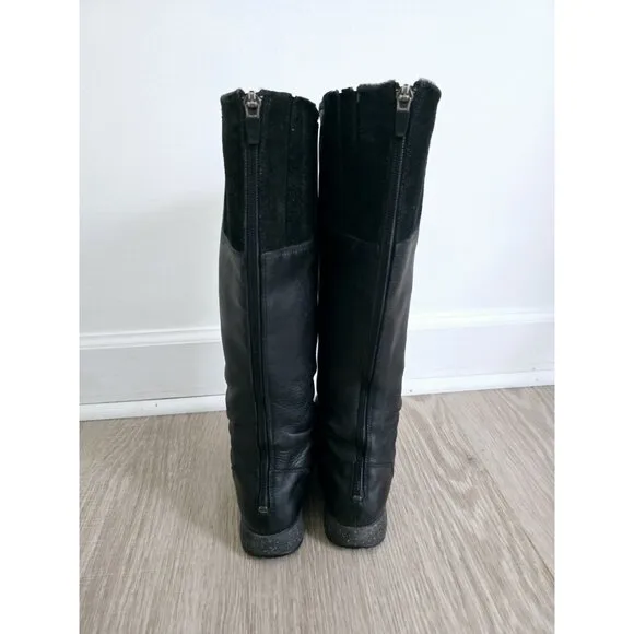 Teva Afton Black Leather Tall Waterproof Womens Riding Boots Shoes Size 6.5