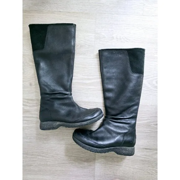 Teva Afton Black Leather Tall Waterproof Womens Riding Boots Shoes Size 6.5
