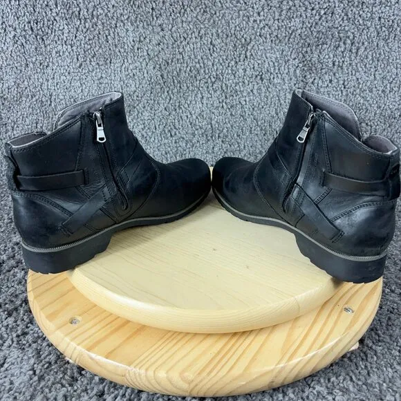 Teva De La Vina Leather Boots Womens 10 Black Waterproof Side Zip Ankle Booties