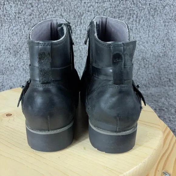 Teva De La Vina Leather Boots Womens 10 Black Waterproof Side Zip Ankle Booties
