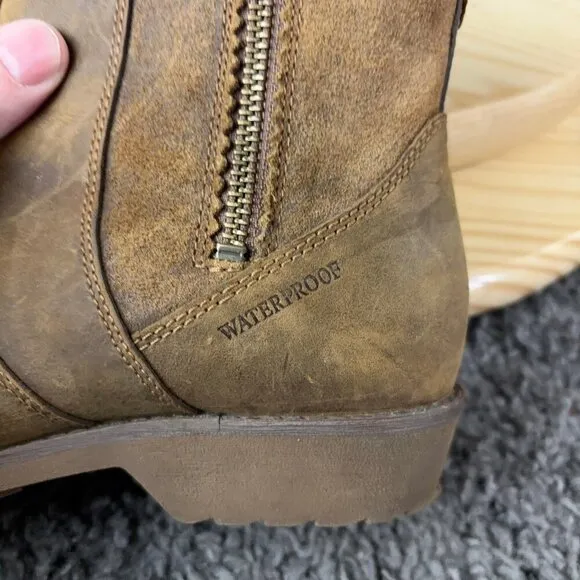 Teva Ellery Ankle Boots Womens Size 8.5 Brown Distressed Leather Waterproof