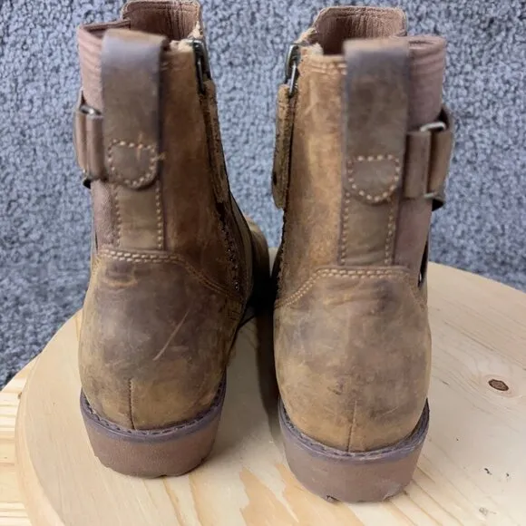Teva Ellery Ankle Boots Womens Size 8.5 Brown Distressed Leather Waterproof