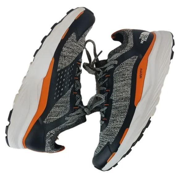 The North Face 11 Gray Orange Black Sneakers Hiking Running Mens Rugged Stylish