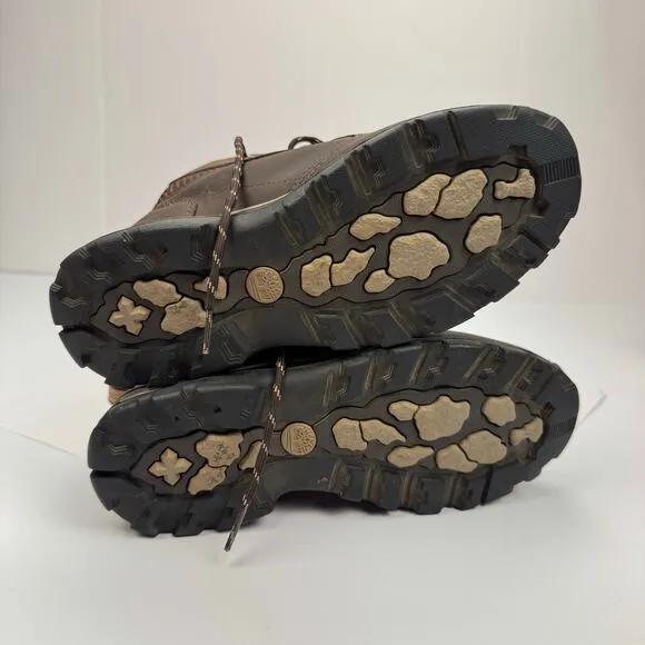 Timberland Brown Lace Up Waterproof Leather Padded Hiking Boots Boys 5.5 Outdoor