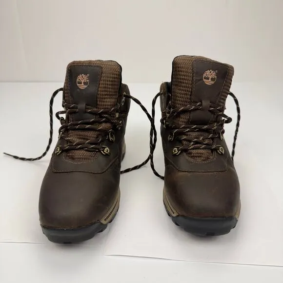 Timberland Brown Lace Up Waterproof Leather Padded Hiking Boots Boys 5.5 Outdoor