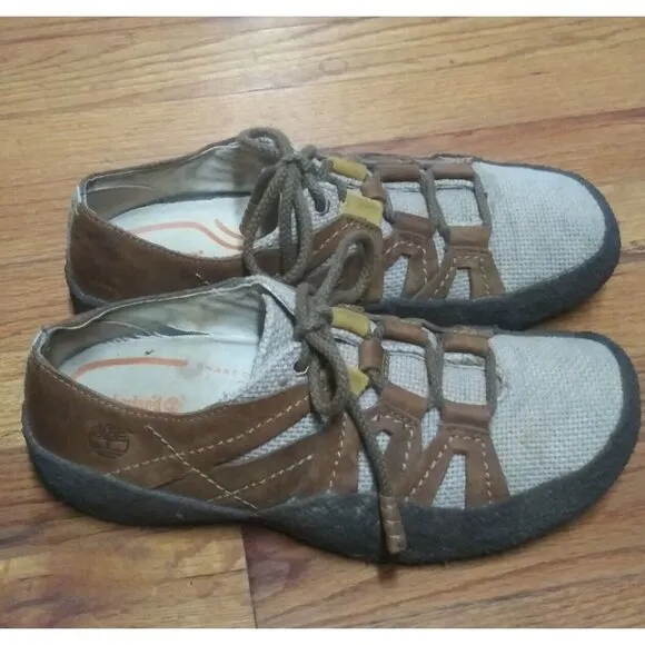Timberland Smartwool Sneakers Mens 8M Brown leather   Hemp Lace Up Casual Shoes