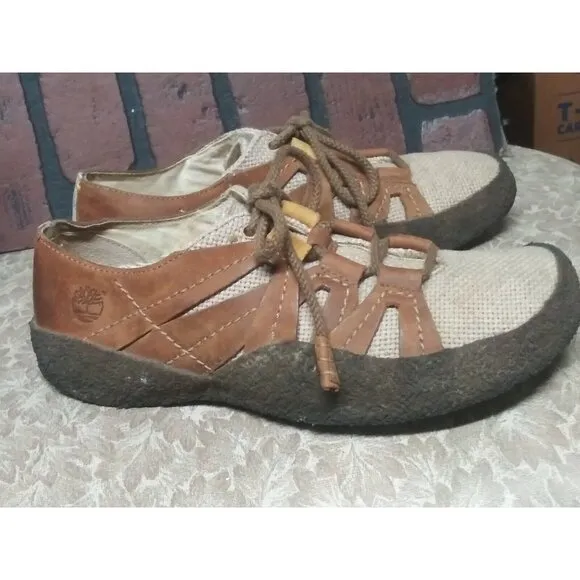 Timberland Smartwool Sneakers Mens 8M Brown leather   Hemp Lace Up Casual Shoes