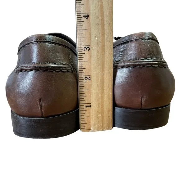 To Boot New York Brown Leather Moc Square Faux Toe Penny Loafer Shoes Mens 10.5