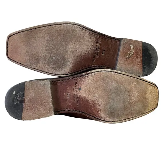 To Boot New York Brown Leather Moc Square Faux Toe Penny Loafer Shoes Mens 10.5
