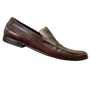 To Boot New York Brown Leather Moc Square Faux Toe Penny Loafer Shoes Mens 10.5