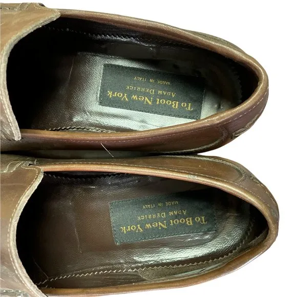 To Boot New York Brown Leather Moc Square Faux Toe Penny Loafer Shoes Mens 10.5