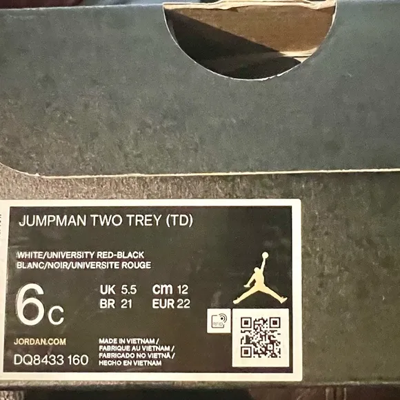 Toddler Jordans- Jumpman Two Trey, size 6C, white &amp; red, multiple sizes avail