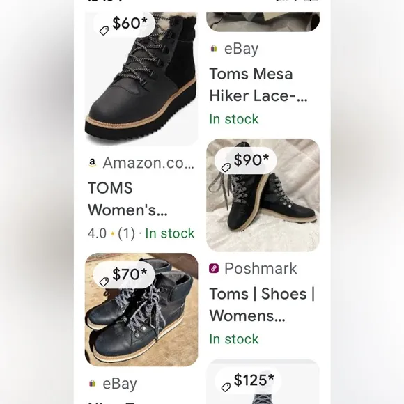 TOMS Womens Mesa Waterproof Casual Boots Ankle - Black size 7.5