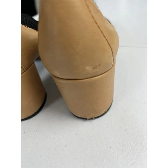Tory Burch Gabby Cap Toe Leather Pump Black/Tan Shoes Size 8 Preppy Classic