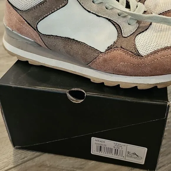 Trendy Sneakers with White and Brown Accents