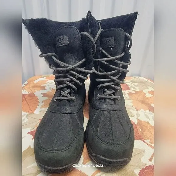 UGG Australia Adirondack II Waterproof Boots Black Gray Camo Women's Size 7