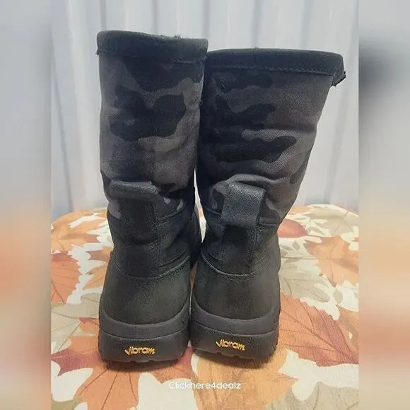 UGG Australia Adirondack II Waterproof Boots Black Gray Camo Women's Size 7