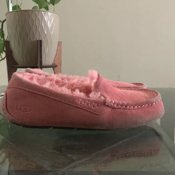 UGG Australia ‘Ansley’ Pink Blossom Water-Resistant Suede Slipper Shoes