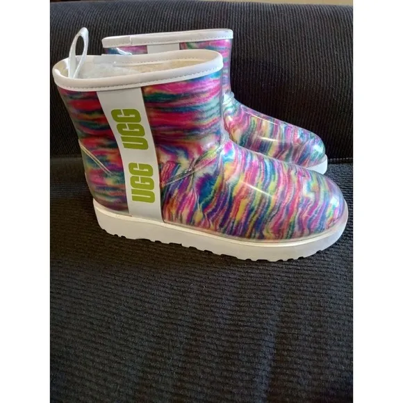 UGG Shoes Youth/Women's 7 Classic Little Girls Clear Pixelate Tie Dye Boots