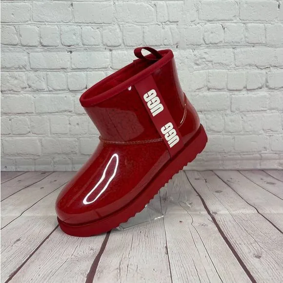 Ugg Classic Samba Red Mini Clear Waterproof Boots Women’s Size 6 (S/N 1112386K)