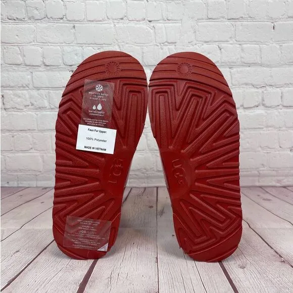 Ugg Classic Samba Red Mini Clear Waterproof Boots Women’s Size 6 (S/N 1112386K)