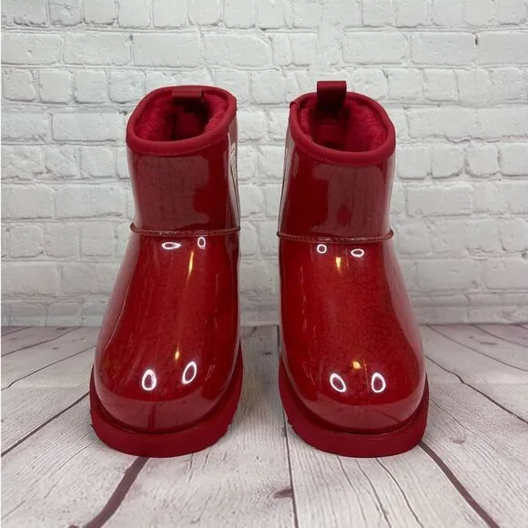 Ugg Classic Samba Red Mini Clear Waterproof Boots Women’s Size 6 (S/N 1112386K)