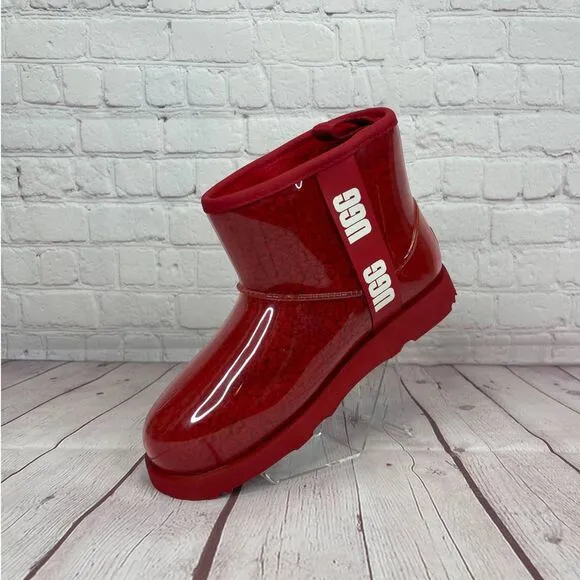 Ugg Classic Samba Red Mini Clear Waterproof Boots Women’s Size 6 (S/N 1112386K)