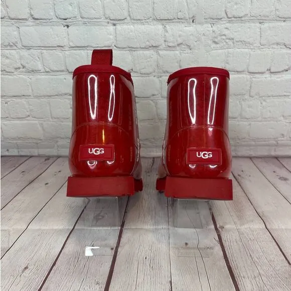 Ugg Classic Samba Red Mini Clear Waterproof Boots Women’s Size 6 (S/N 1112386K)