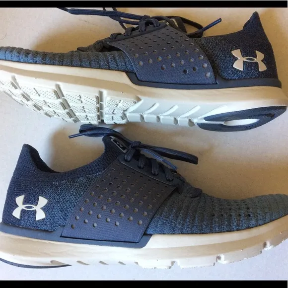 Under Armour athletic shoes pale blue knit top new