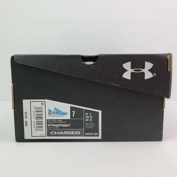 Under Armour Charged Engage 2 Mens Sz 7 Womens Sz 8.5 Blue Training Shoes