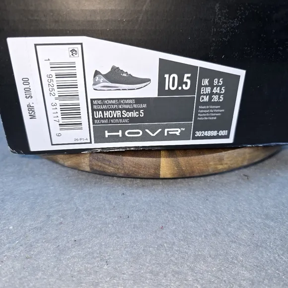 Under Armour Hovr sonic 5 Men's Black Running Shoes,sneakers size 10.5