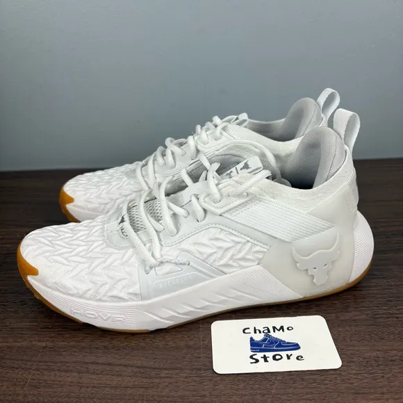 Under Armour Project Rock 6 UA White Training Shoes 3026534-100 Men's Size 10
