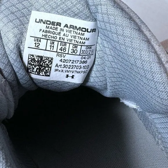 Under Armour Size 12 White Charged Commit TR 3 Sneakers Running Shoes Training