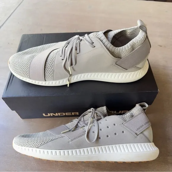 Under Armour threadborne shift stretch causal walking gray tan shoes comfortable